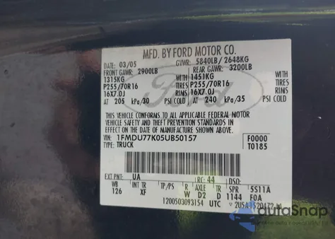 2005 Ford Explorer Sport Trac Adrenalin/Xls/Xlt z USA, uszkodzony, nr VIN 1FMDU77K05UB50157